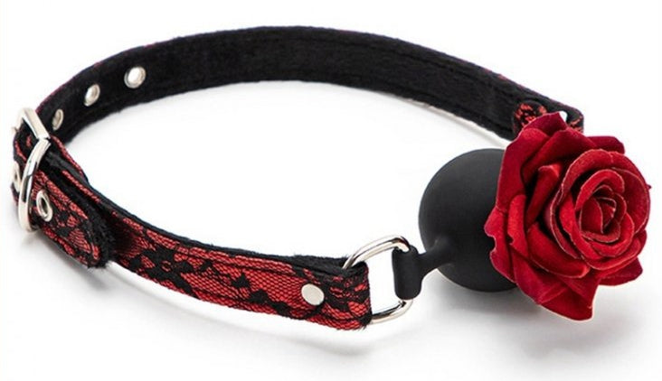 Ball Gag met Rose Bud Gag Rood