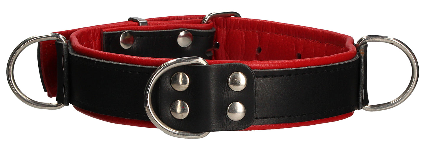 Deluxe Bondage Halsband Zwart-Rood