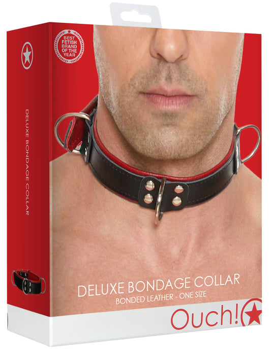 Deluxe-Bondage-Halsband Schwarz-Rot