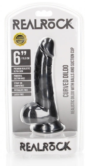 Gode Balls Curved RealRock 12.5 x 3.6cm Noir