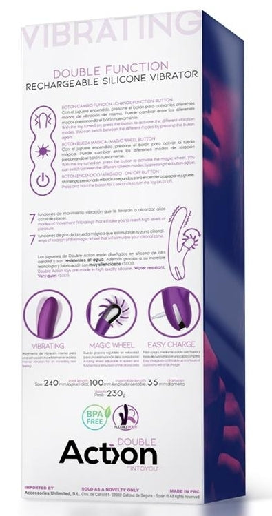 Kaninchen-Vibrations-Doppelvibrator, 10 x 3,5 cm, Lila