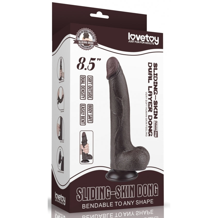 Gode avec Bourses Sliding Skin 17 x 4cm Noir