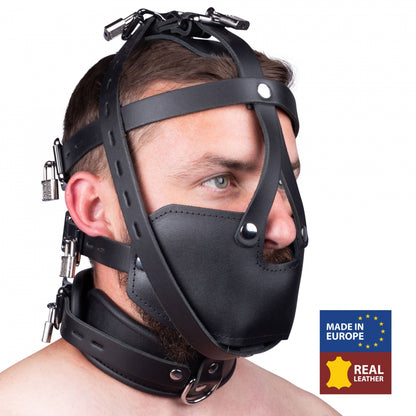 Leren masker voor slaaf